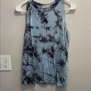 Blue and black tie dye tank top